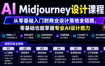 AI Midjourney设计课程 从零基础入门到商业设计落地全链路-渡漳网