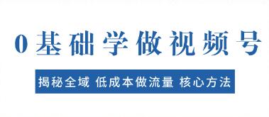 《0基础学做视频号》低成本做流量,核心方法快速出爆款-渡漳网