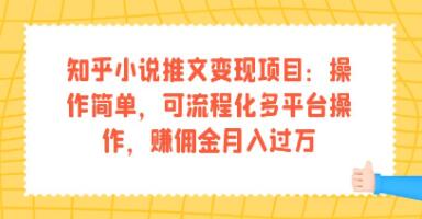 《知乎小说推文变现项目》操作简单，可流程化多平台操作-渡漳网