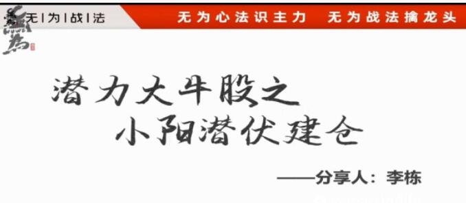 无为李栋《潜力大牛股之小阳潜伏建仓》股票讲座-渡漳网