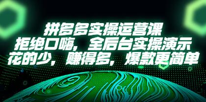 老陶电商《拼多多运营全后台实操演示课》花的少,赚得多,爆款更简单-渡漳网