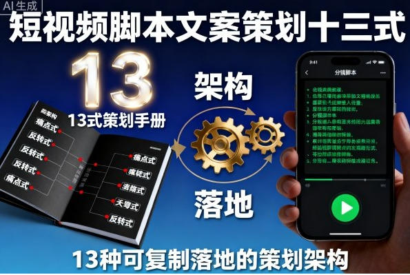 短视频脚本文案策划十三式,13种可复制落地的策划架构-渡漳网