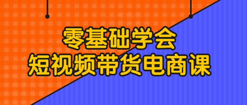 零基础学会短视频带货电商课-渡漳网