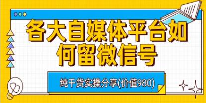 《各大自媒体平台如何留微信号》详细实操教学-渡漳网