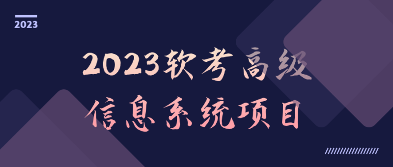 2023软考高级信息系统项目-渡漳网