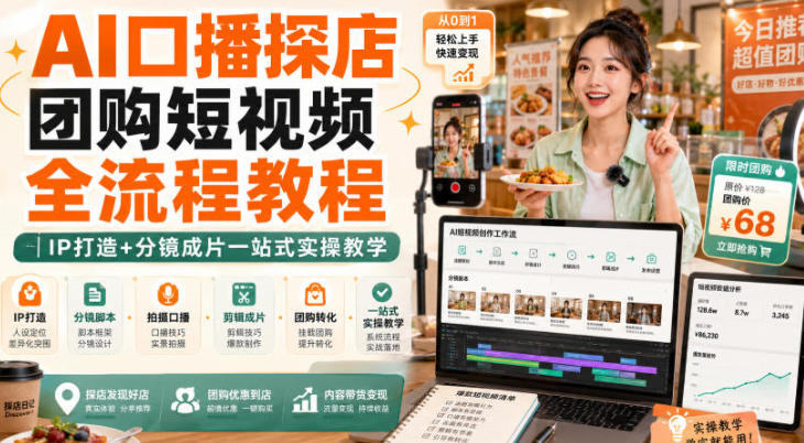 AI口播探店团购短视频全流程教程-渡漳网